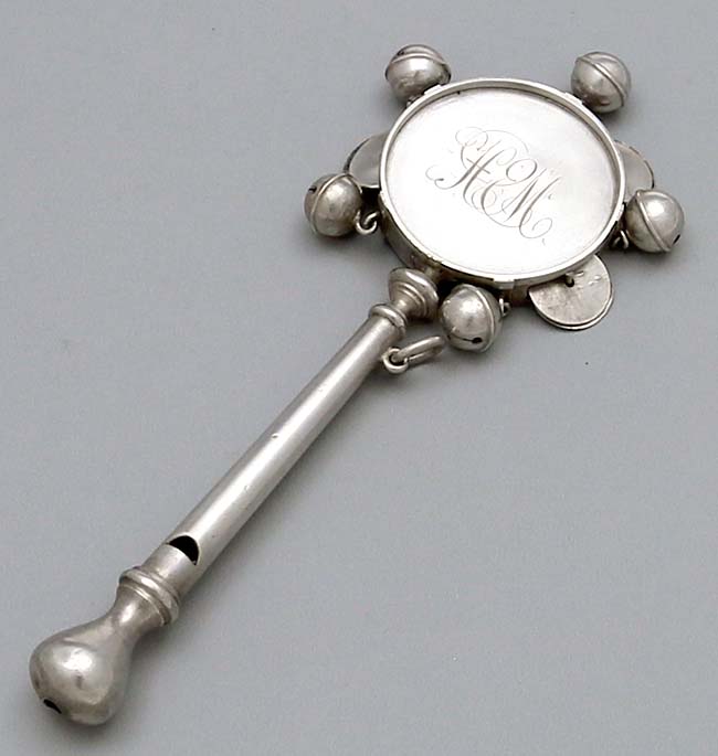 Whiting antique sterling silver baby rattle